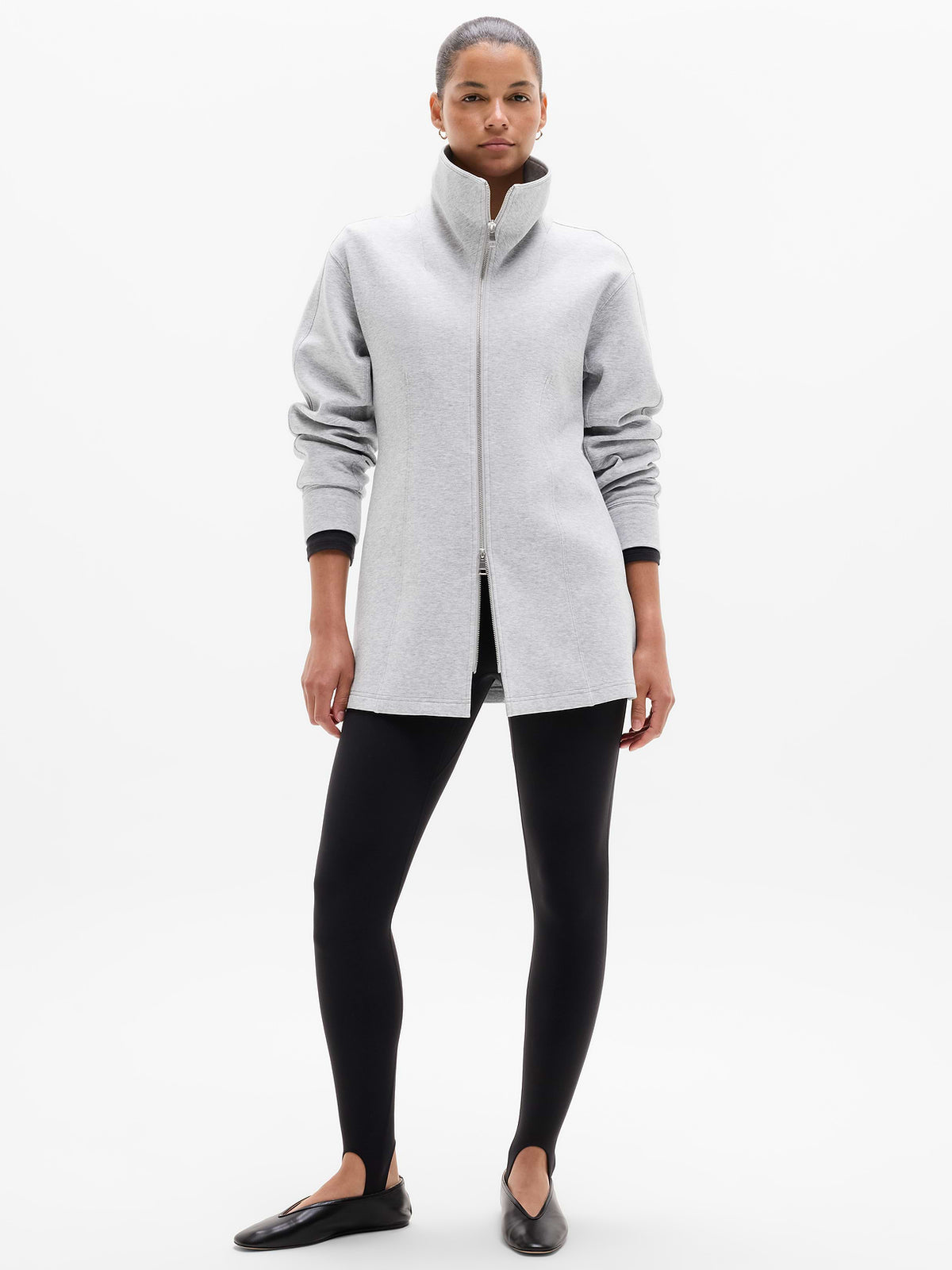 Form Knit Seamed Full Zip - Grey Heather