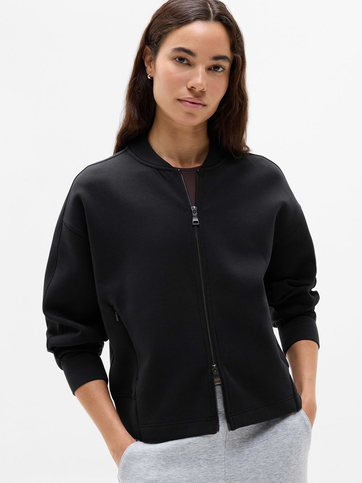Form Knit Bomber Sweatshirt - Black