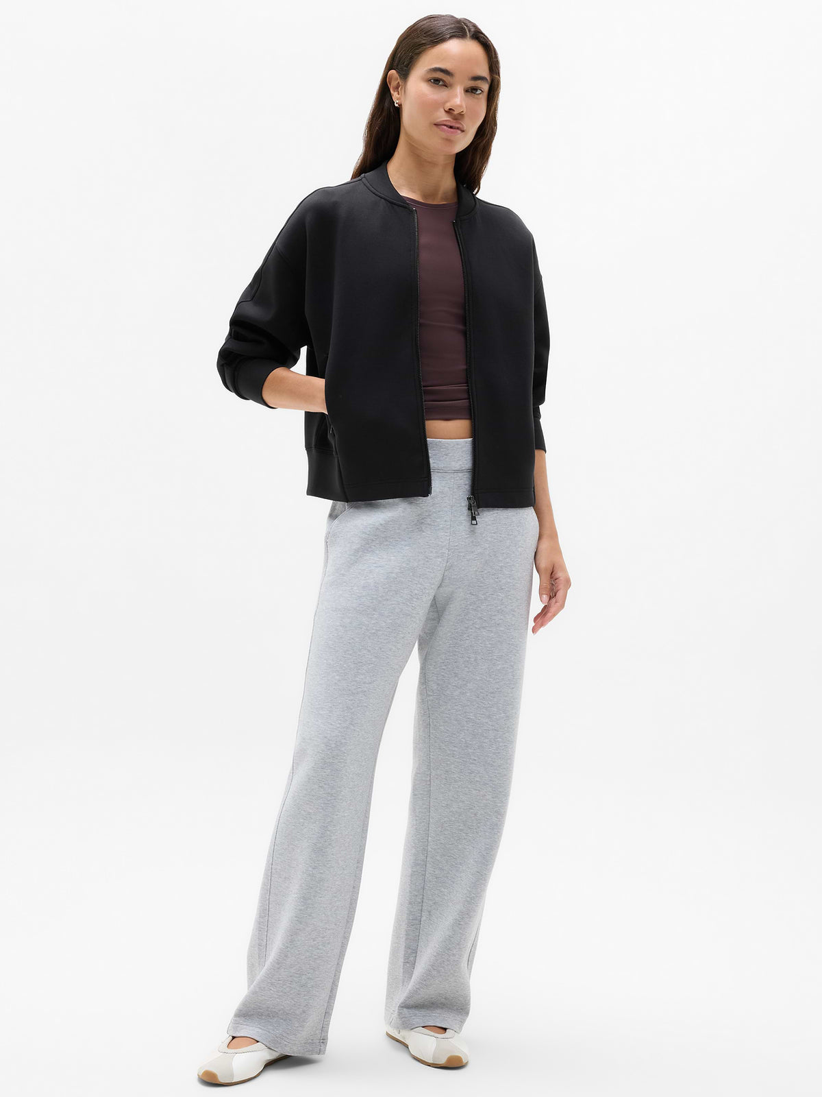 Form Knit Bomber Sweatshirt - Black