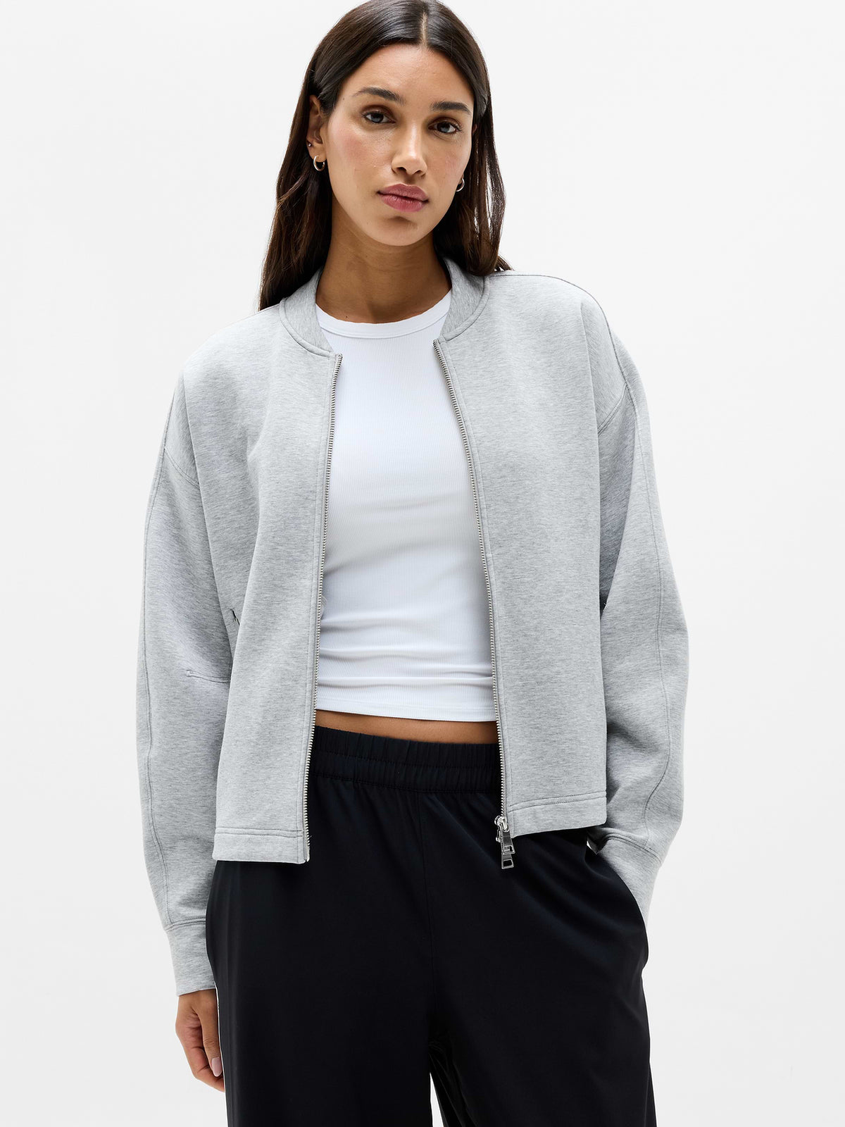 Form Knit Bomber Sweatshirt - Grey Heather