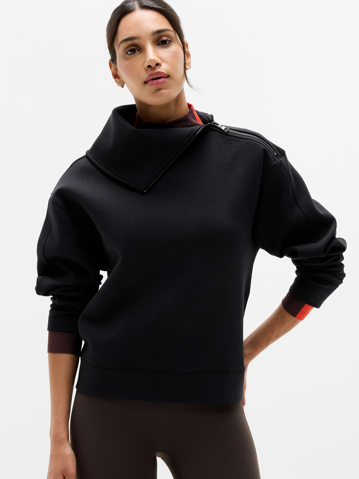 Form Knit Shawl Collar Sweatshirt - Black