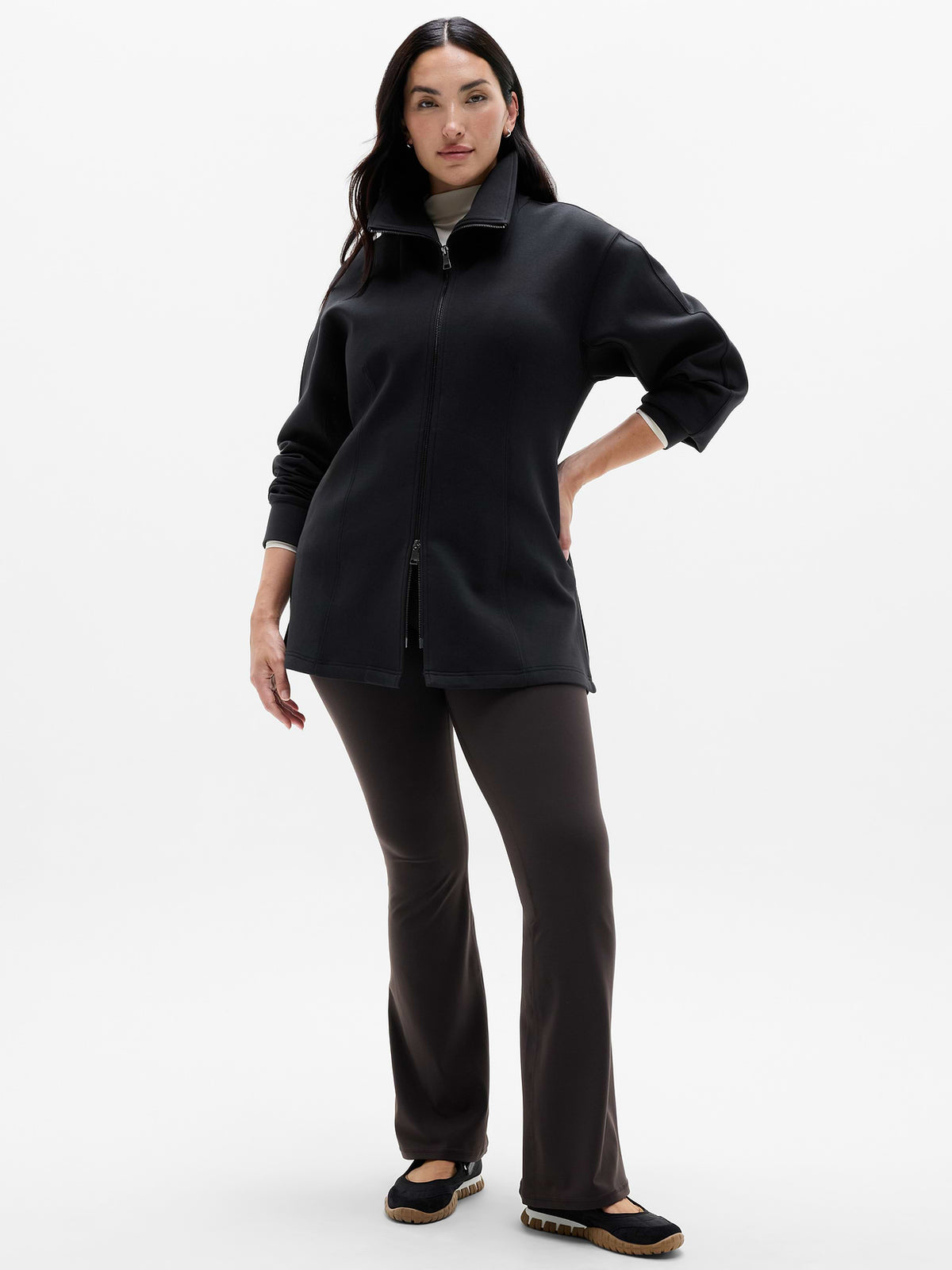 Form Knit Seamed Full Zip - Black