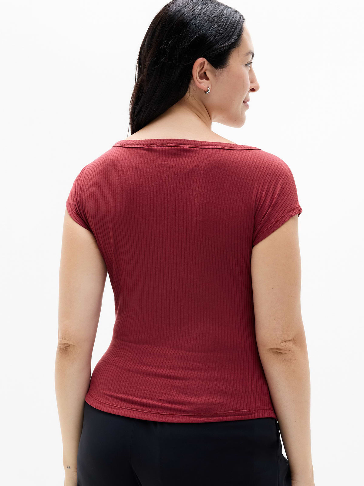 Perfect Rib Boatneck Tee - Decadent Red