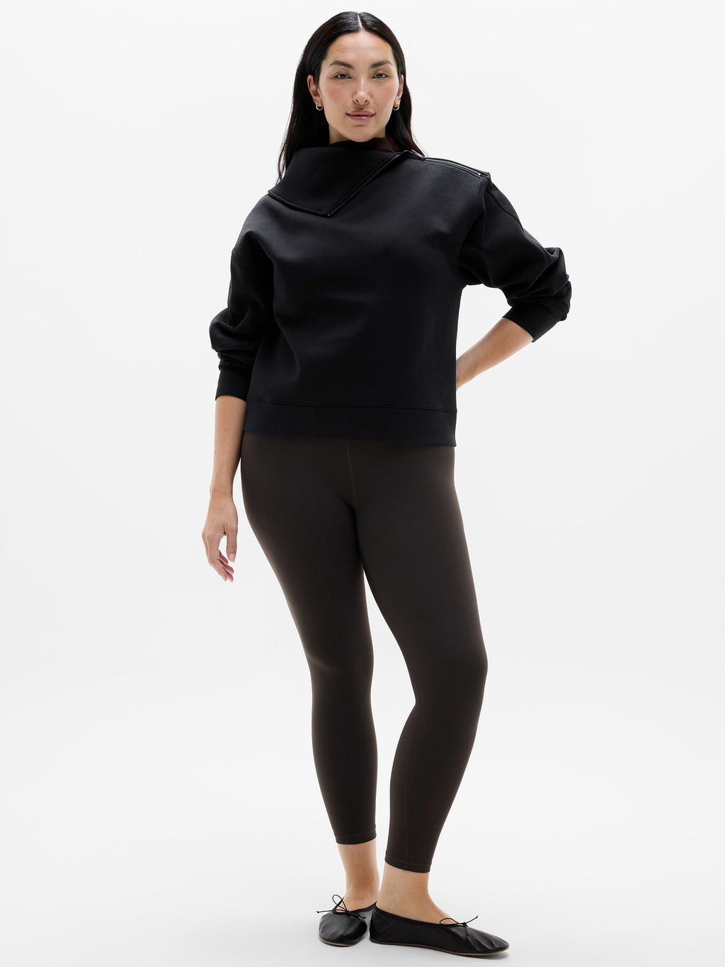 Form Knit Shawl Collar Sweatshirt - Black