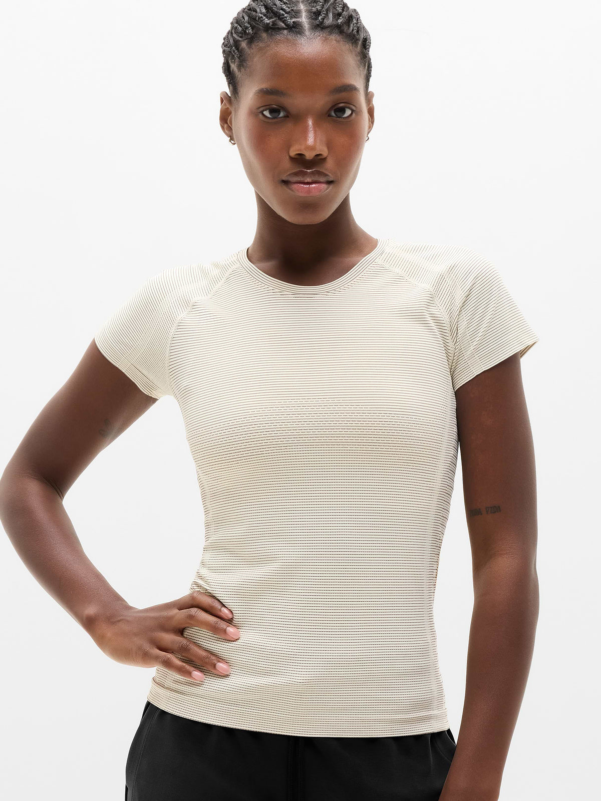 Momentum Flex Tee - Pearl Mini Stripe