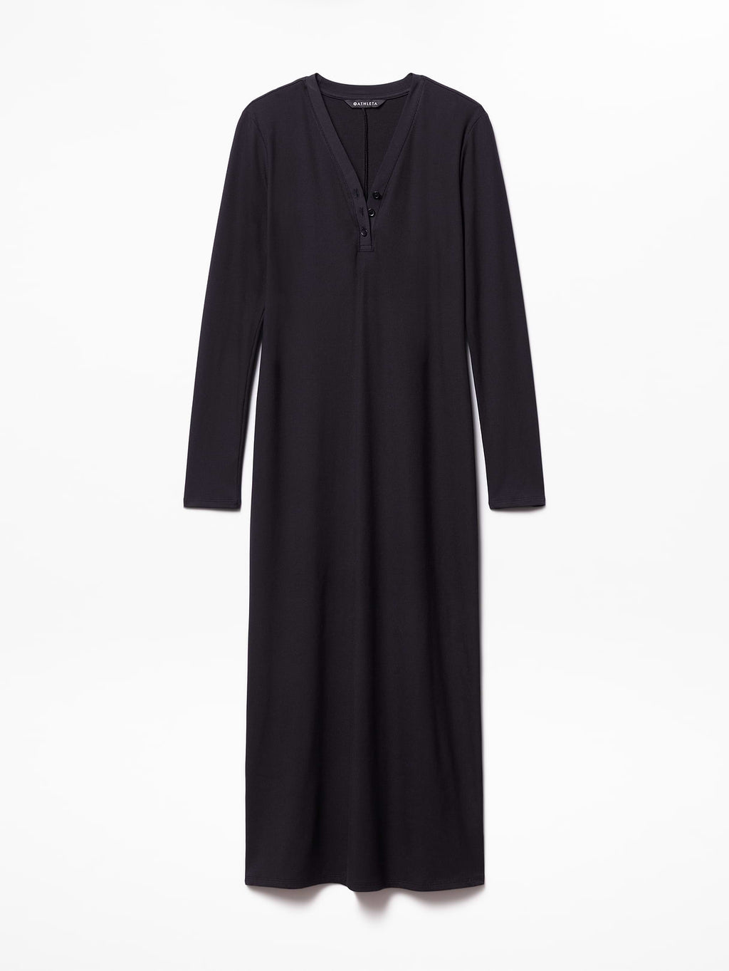 Signature Rib Long Sleeve Maxi Dress - Black