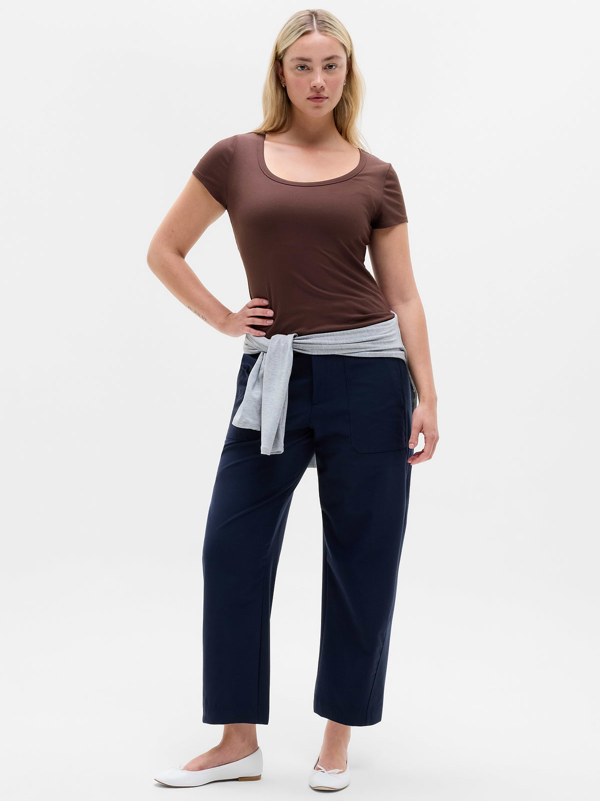 Signature Rib Scoop Tee - Nocturnal