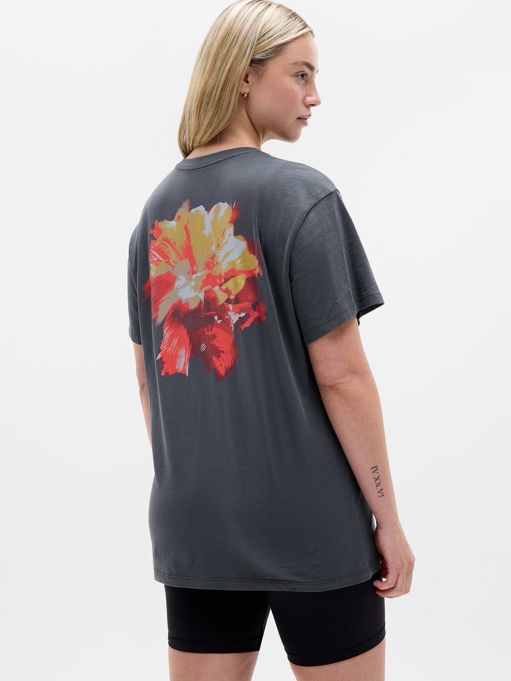 Favorite Cotton Relaxed Graphic Tee - Floral Ash