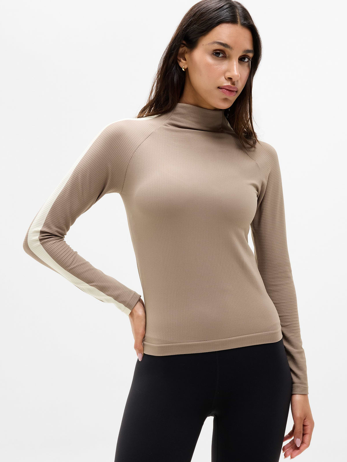 Renew Seamless Mock Neck Top - Savanna/Pearl