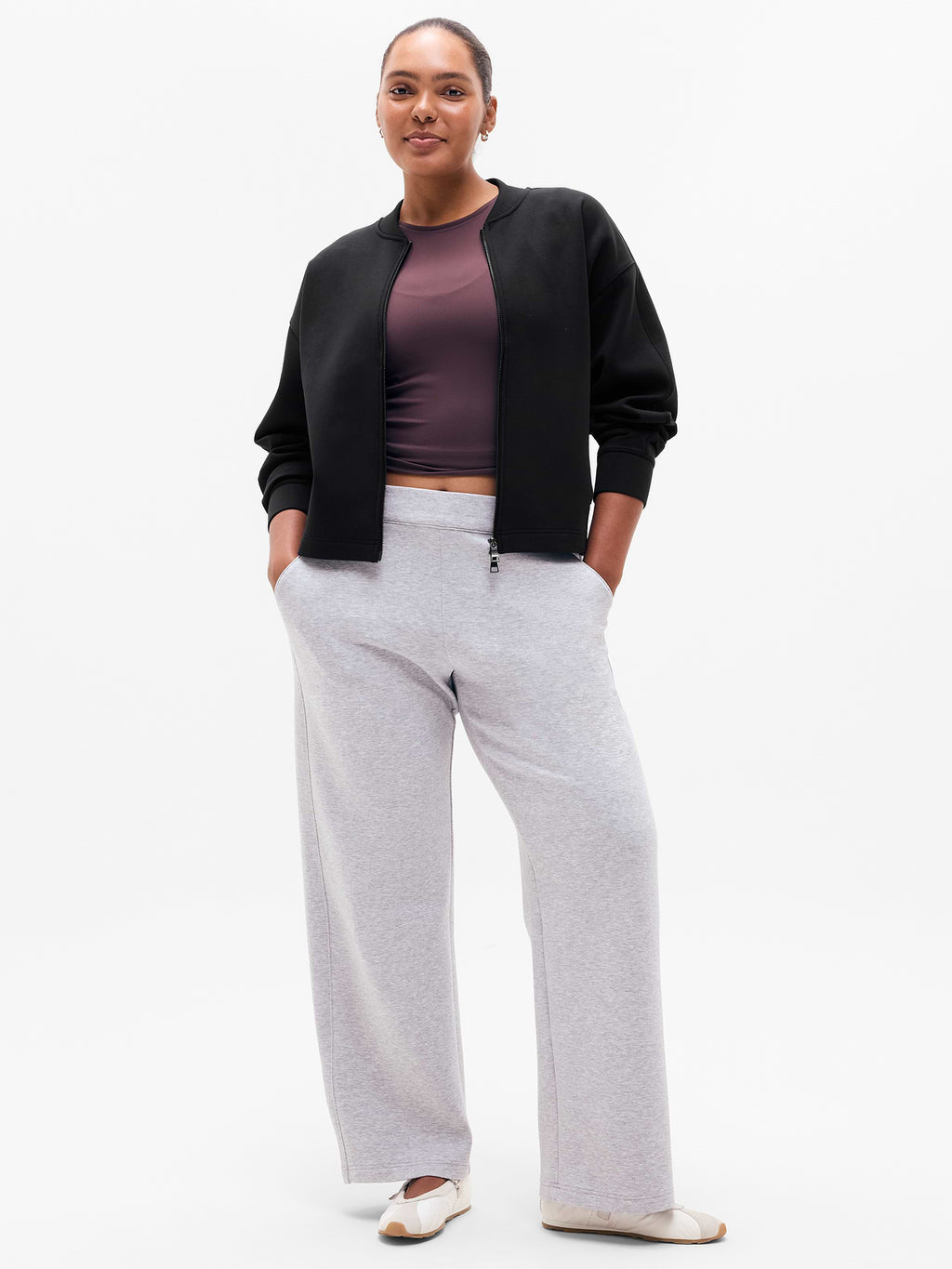 Form Knit Bomber Sweatshirt - Black