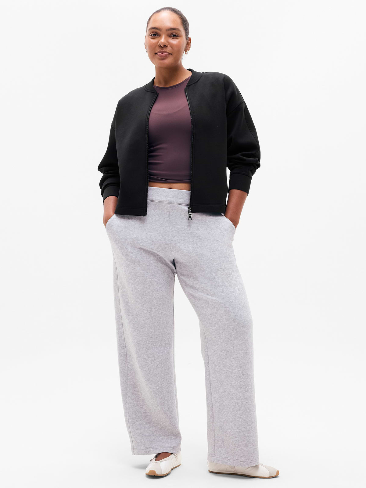 Form Knit Bomber Sweatshirt - Black