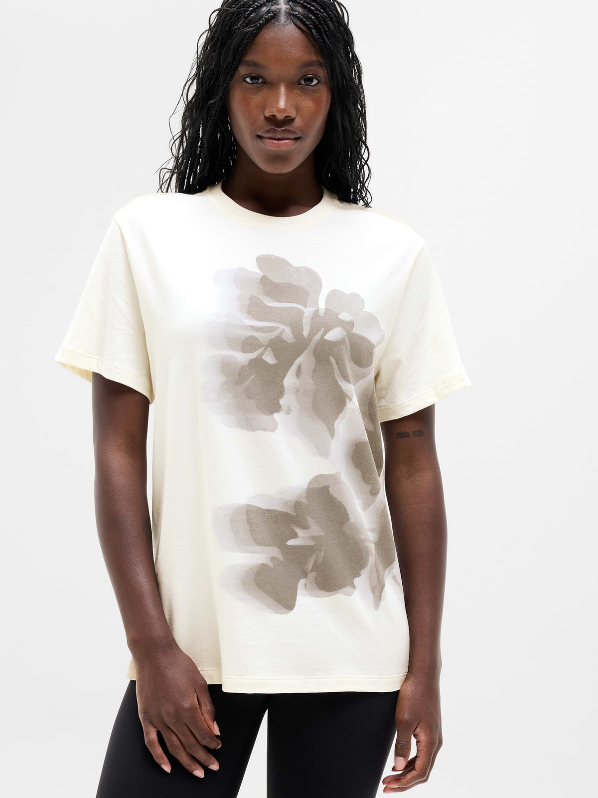 Favorite Cotton Relaxed Graphic Tee - Silhouette Floral Pearl