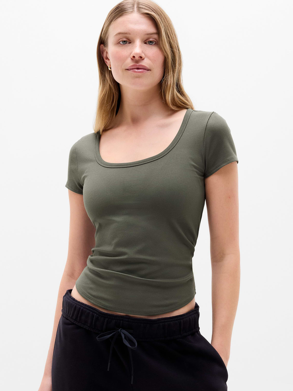 Signature Rib Scoop Tee - Jungle