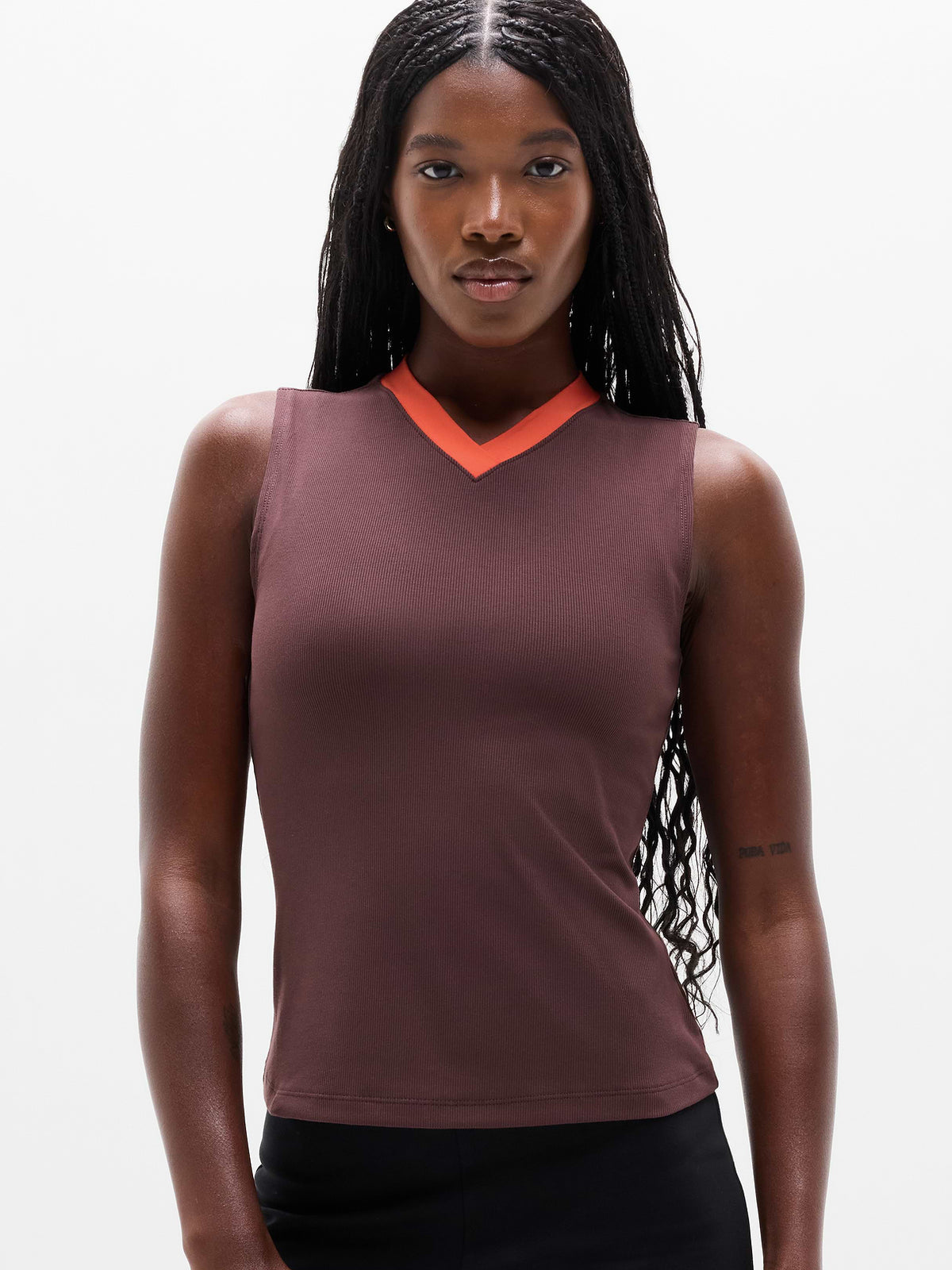 Signature Rib V-Neck Muscle Tank - Nocturnal/ Ember