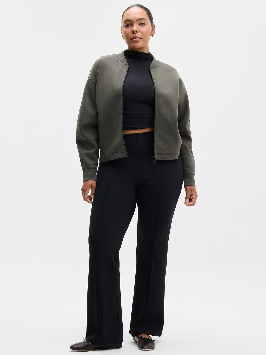 Form Knit Bomber Sweatshirt - Jungle