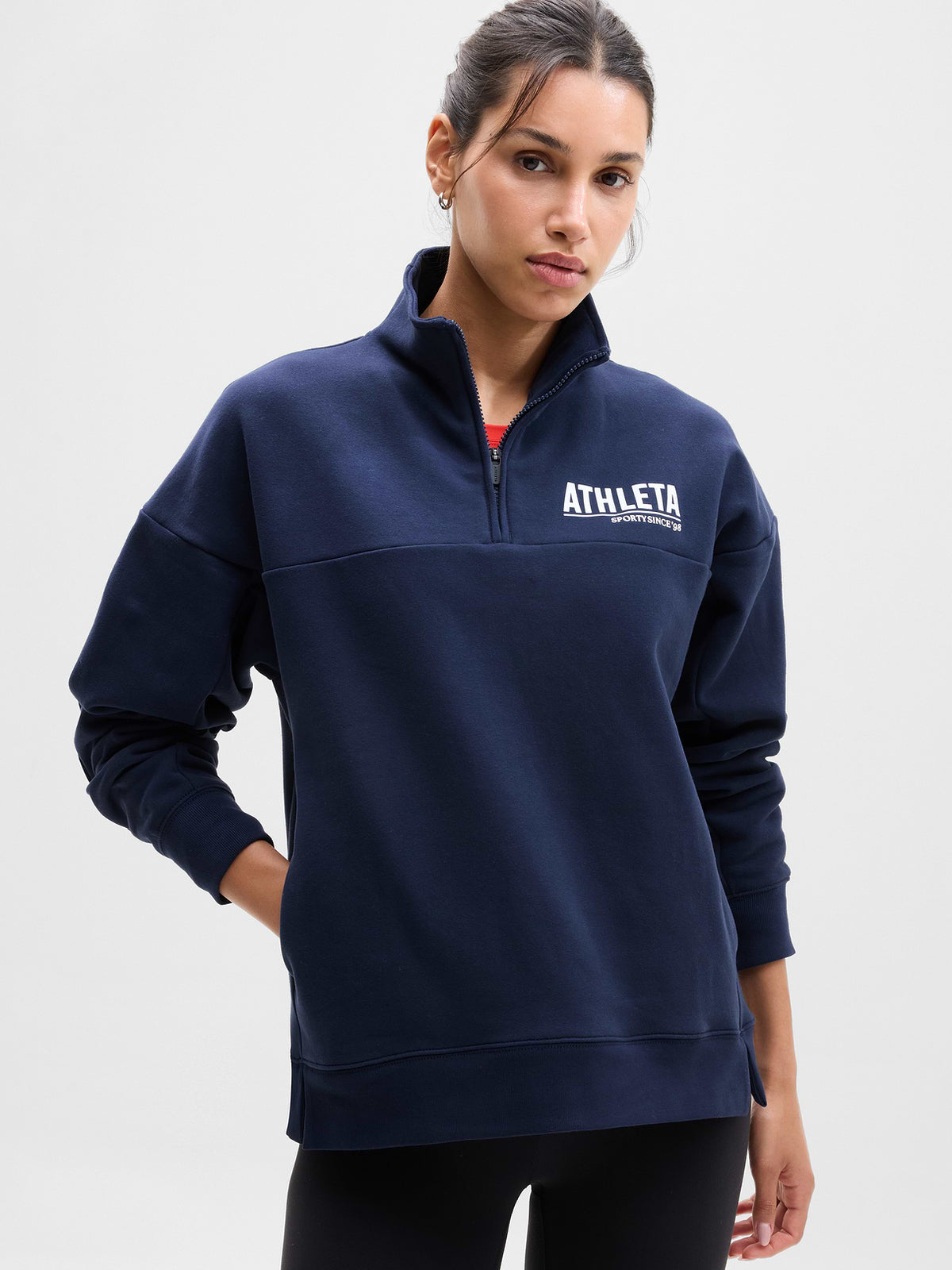 Forever Fleece 1/4 Zip Sweatshirt - Navy Graphic
