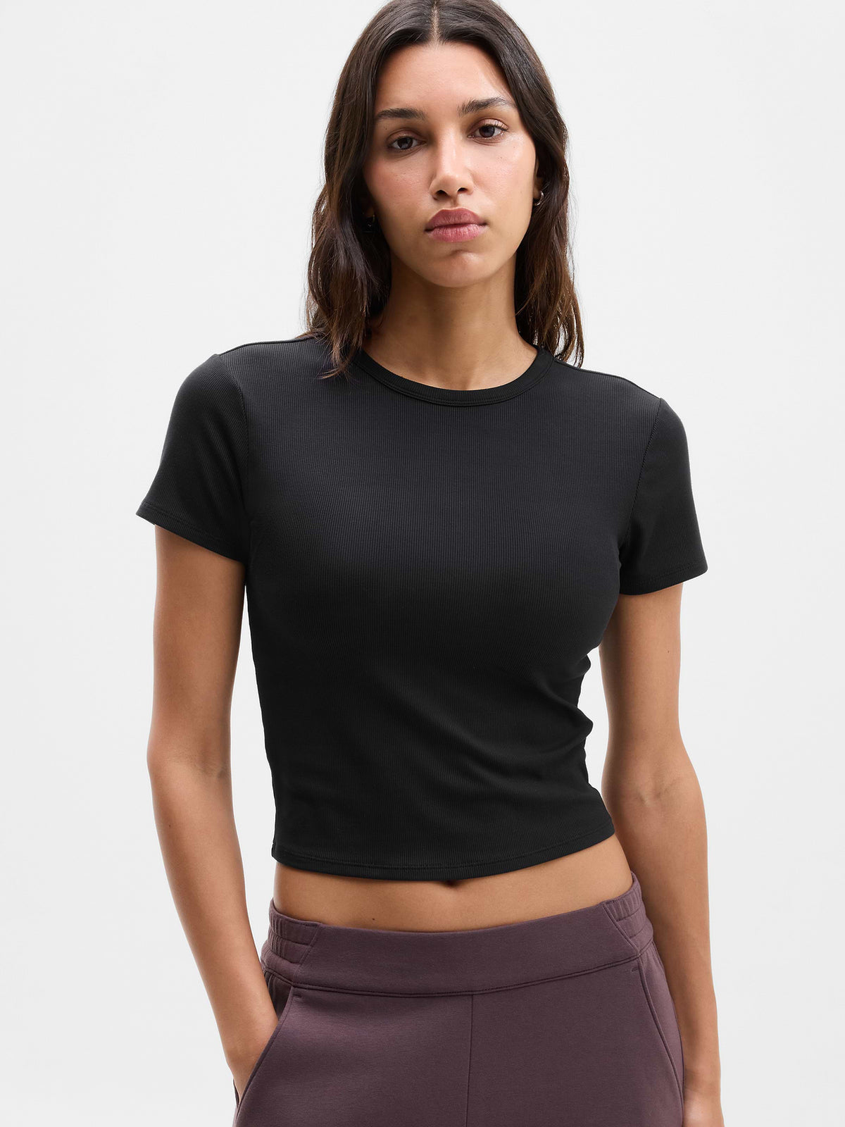 Signature Rib Scoop Tee - Black